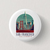 Vintages San Francisco Cityscape Button (Vorderseite)