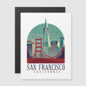 Vintages San Francisco Cityscape Magnetkarte (Vorne/Hinten)