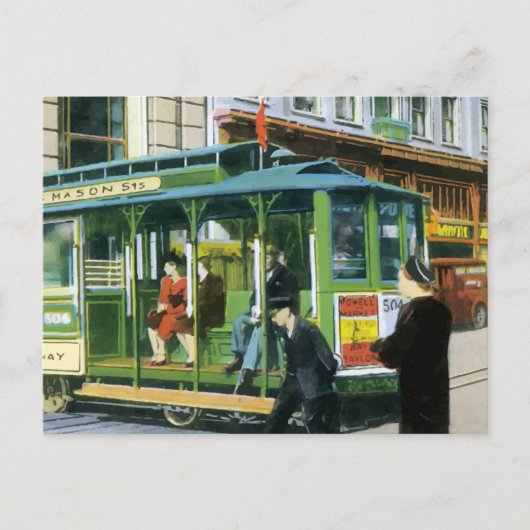 Vintages San Francisco Kabelauto Postkarte (Vorderseite)