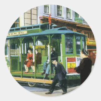 Vintages San Francisco Kabelauto Runder Aufkleber