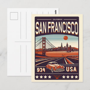 Vintages San Francisco Klassikfahrzeug, Geschenk v Postkarte