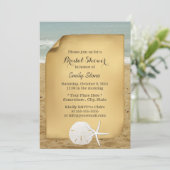 Vintages Sand Dollar & Starfish Beach Brautparty Einladung (Stehend Vorderseite)