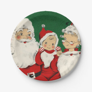 Vintages Sankt-Familien-Weihnachten Pappteller