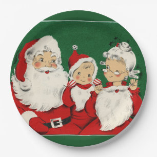 Vintages Sankt-Familien-Weihnachtsabendessen Pappteller
