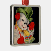 Vintages Sanktsnowman-Weihnachten Silbernes Ornament (Rechts)