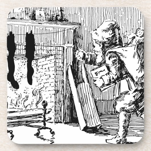 Vintages Santa Bringspielzeug Getränkeuntersetzer (Vorderseite)