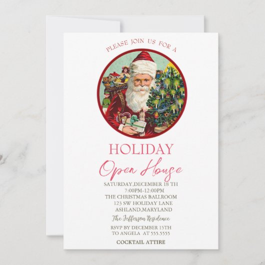 Vintages Santa Clasu Ferienhaus Einladung (Vorderseite)