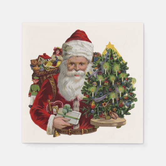 Vintages Santa Claus Dinner Napkins Serviette (Vorderseite)