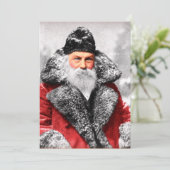 Vintages Santa Claus Foto Feiertagskarte (Stehend Vorderseite)