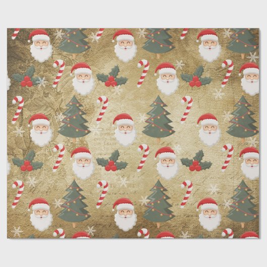 Vintages Santa Claus Muster Geschenkpapier (Flach)