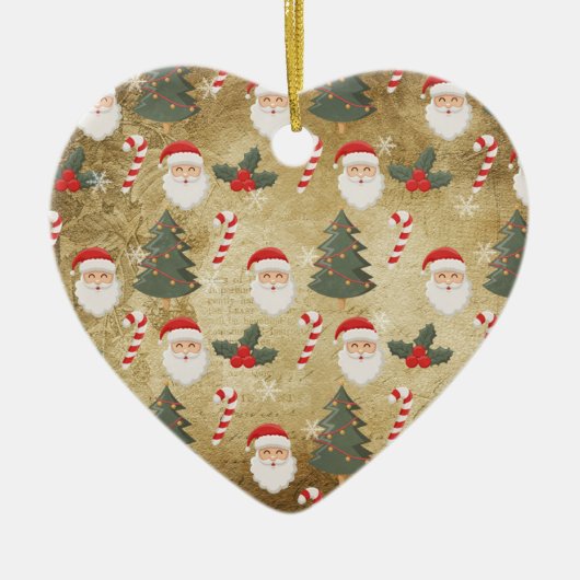 Vintages Santa Claus Muster Keramik Ornament (Vorne)