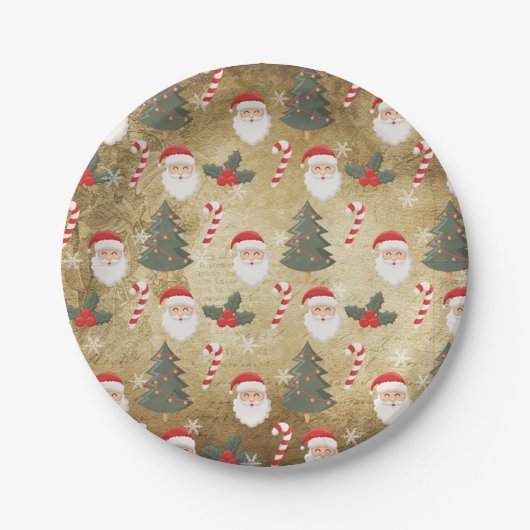 Vintages Santa Claus Muster Pappteller (Vorderseite)