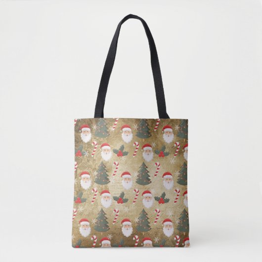 Vintages Santa Claus Muster Tasche (Vorderseite)