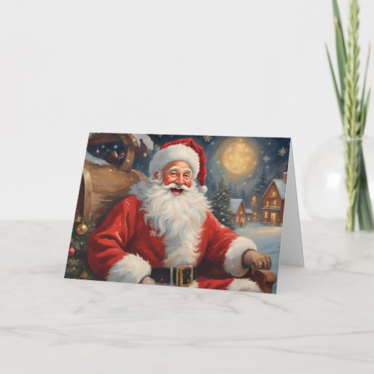 Vintages Santa Claus Portrait Feiertagskarte (Vorderseite)