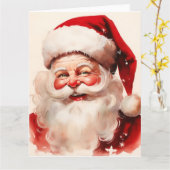 Vintages Santa-Claus-Portrait Karte (Gelbe Blume)