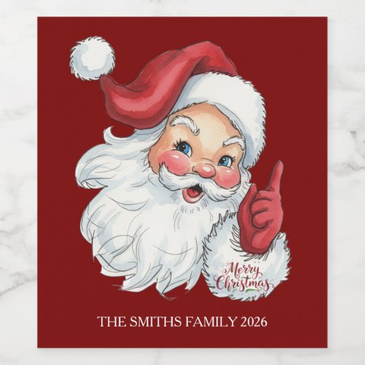 Vintages Santa Claus Weinetikett (Einzelnes Label)
