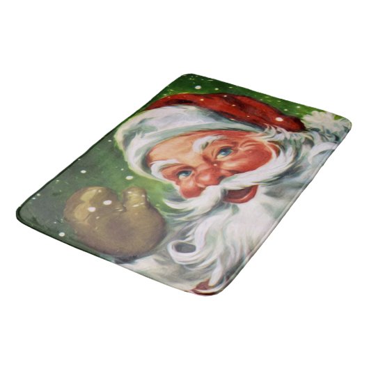 Vintages Santa Face 1 Badematte (Schrägansicht)