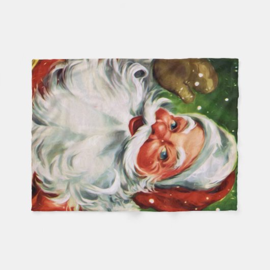 Vintages Santa Face 1 Fleecedecke (Vorderseite (Horizontal))