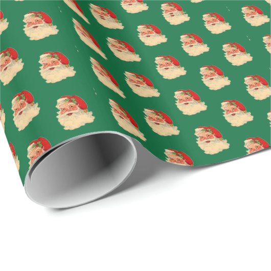Vintages Santa Face-ll-Papier Geschenkpapier (Rolleneckpunkt)