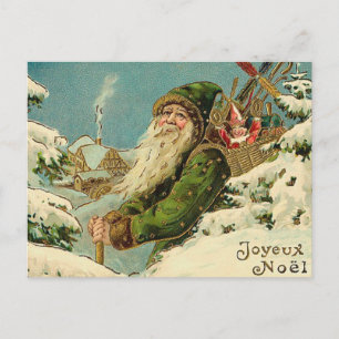 Vintages Santa - Joyeux-Weihnachten Feiertagspostkarte