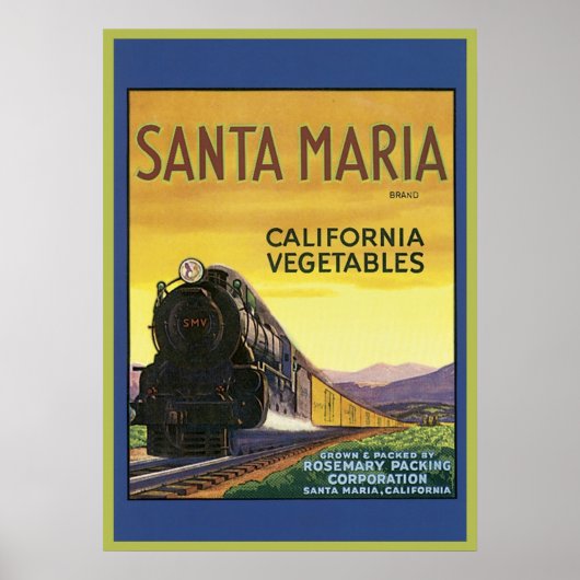 Vintages Santa Maria California Gemüsegarantie Poster (Vorne)