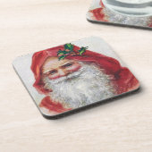Vintages Santa Portrait Set Cork Untersetzer (Linke Seite)