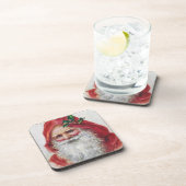 Vintages Santa Portrait Set Cork Untersetzer (Rechte Seite)