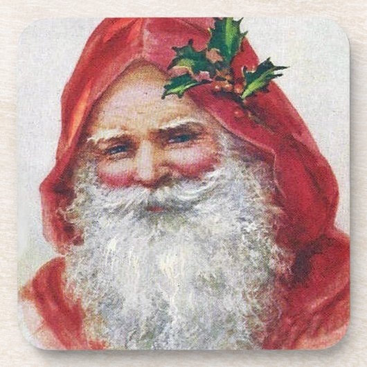Vintages Santa Portrait Set Cork Untersetzer (Vorderseite)
