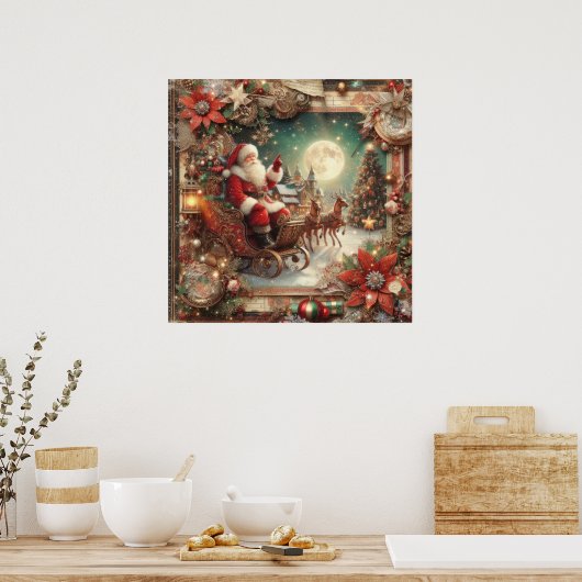 Vintages Santa Poster (Küche)