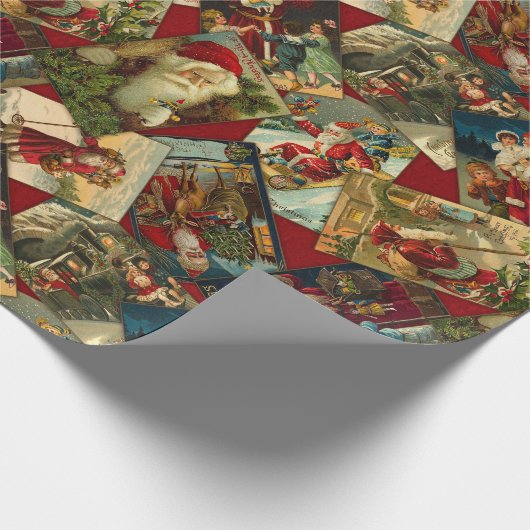 Vintages Santa Scatter-Rotweispapier Geschenkpapier (Ecke)