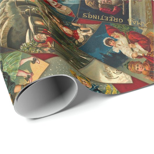 Vintages Santa Scatter-Rotweispapier Geschenkpapier (Rolleneckpunkt)