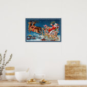Vintages Santa-Schlittenposter Poster (Küche)