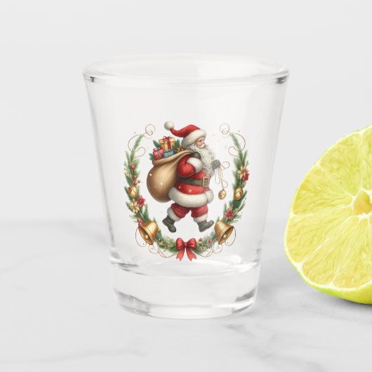 Vintages Santa Shot Glass Schnapsglas (Vorderseite)
