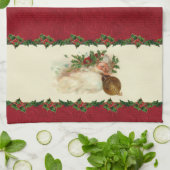 Vintages Santa und Holly Küchentuch (Gefaltet)