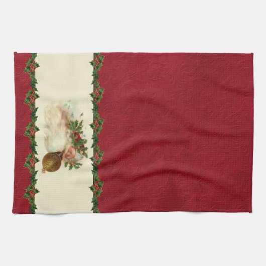 Vintages Santa und Holly Küchentuch (Horizontal)
