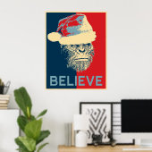 Vintages Sasquatch/Bigfoot Santa "BELIEVE" Poster (Heimbüro)