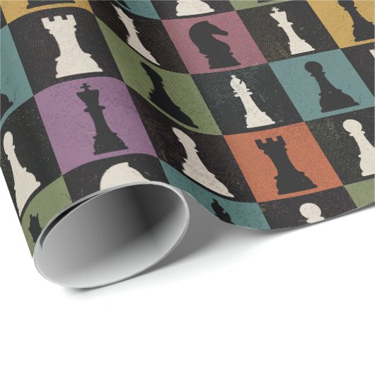 Vintages Schachbrett Geschenkpapier (Rolleneckpunkt)