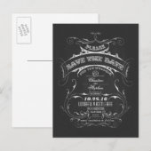 Vintages Schachbrett Save the Date Postkarte (Vorne/Hinten)