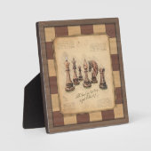 Vintages Schachbrett und Schachfiguren, Spielerges Fotoplatte (Vorderseite)