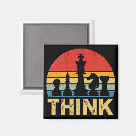 Vintages Schachspiel - "Denken" Inspirierend Magnet