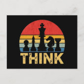 Vintages Schachspiel - "Denken" Inspirierend Postkarte (Vorderseite)