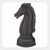 Vintages Schachstück Quadratischer Aufkleber (Vorderseite)