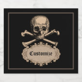 Vintages Schädel und Kreuzknochen Halloween Alkoholflaschenetikett (Einzelnes Label)