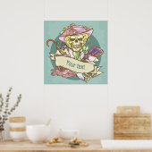 Vintages Schädelplakat individuell anpassbar Poster (Küche)