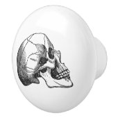 Vintages Schädelprofil-Illustrationsschwarzes Keramikknauf (Rechts)