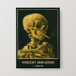 Vintages Schädelrauchen - Einzigartiger Van Gogh I Button