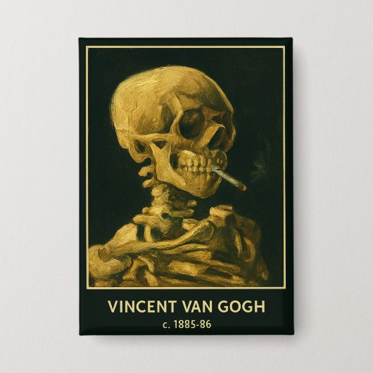 Vintages Schädelrauchen - Einzigartiger Van Gogh I Button (Vorderseite)