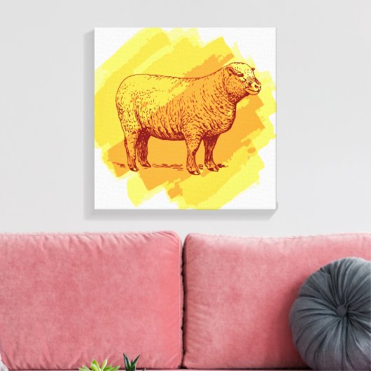 Vintages Schaf Leinwanddruck (Insitu (Wohnzimmer))