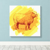 Vintages Schaf Leinwanddruck (Insitu (Holzboden))