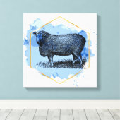 Vintages Schaf Leinwanddruck (Insitu (Holzboden))